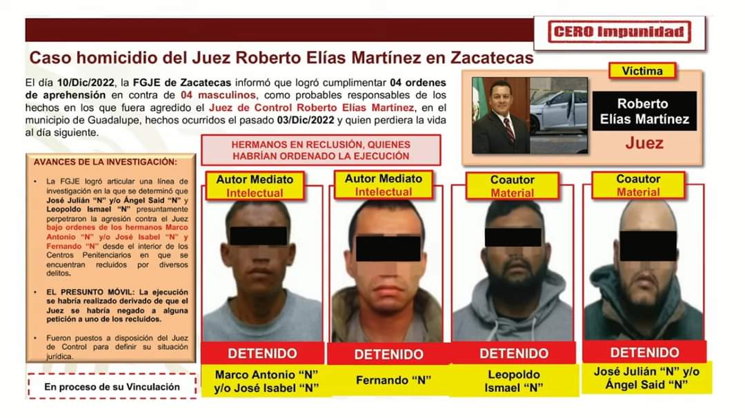 Vinculan a proceso a detenidos por homicidio de Juez de control