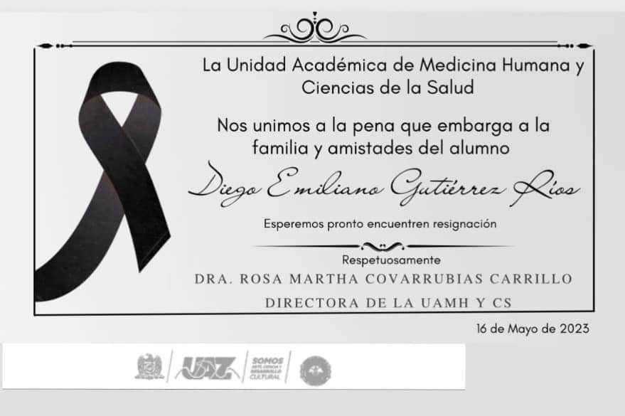 Estudiantes de Medicina Humana de la Universidad Autónoma de Zacatecas difunden la siguiente carta: