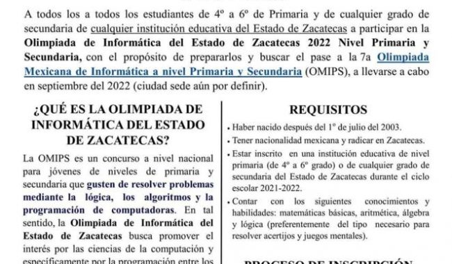 UAZ convoca a participar en Olimpiada de Informática