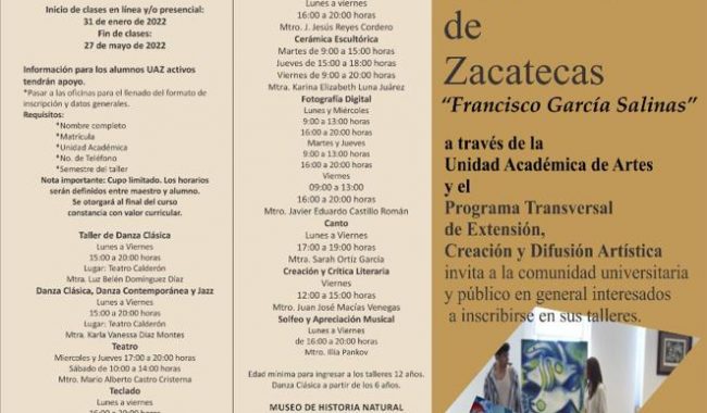UAZ convoca a sus Talleres Artístico Culturales