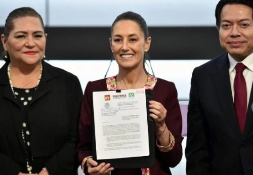 Se registra Sheinbaum ante INE como candidata presidencial
