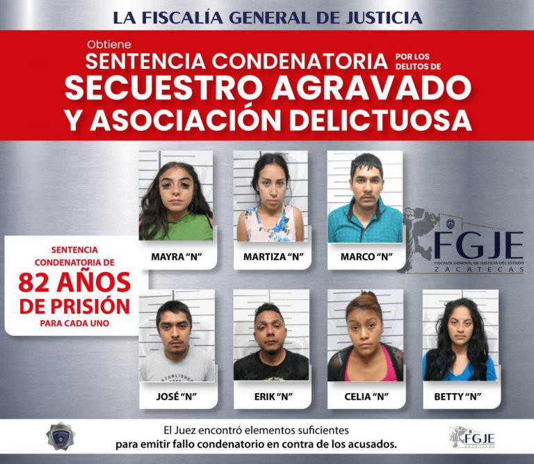Condenan a 82 años a siete personas por secuestro agravado
