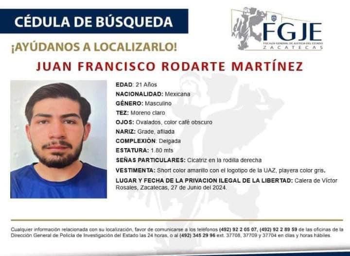 Buscan a Juan Francisco Rodarte Martínez