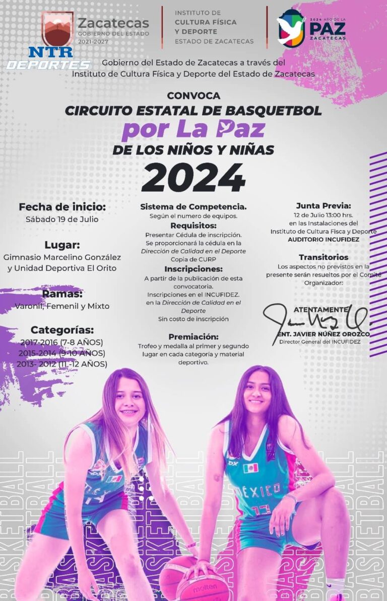 Convocan a Circuito Estatal de Básquetbol por la Paz