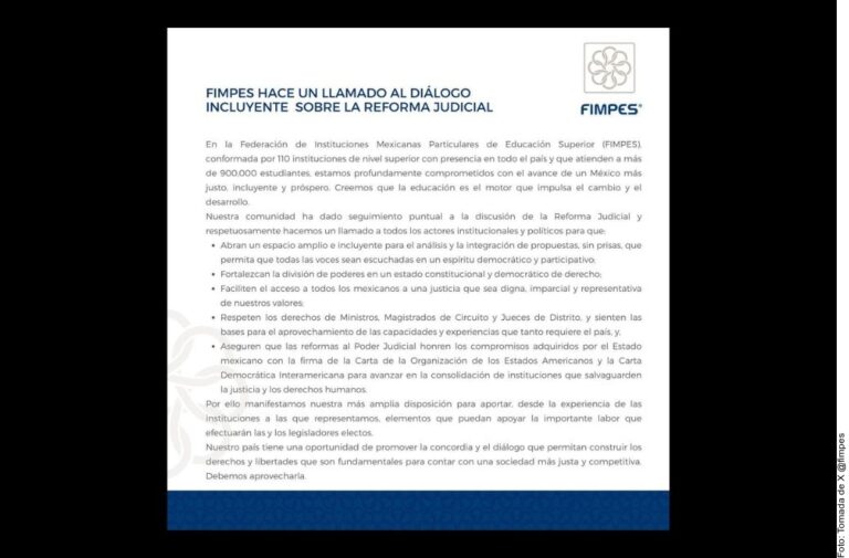 FIMPES llama a diálogo incluyente sobre reforma judicial