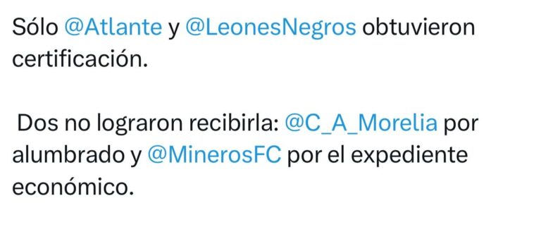 Sin certificación para Mineros