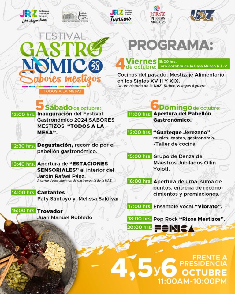 Organizan festival gastronómico y cultural en Jerez