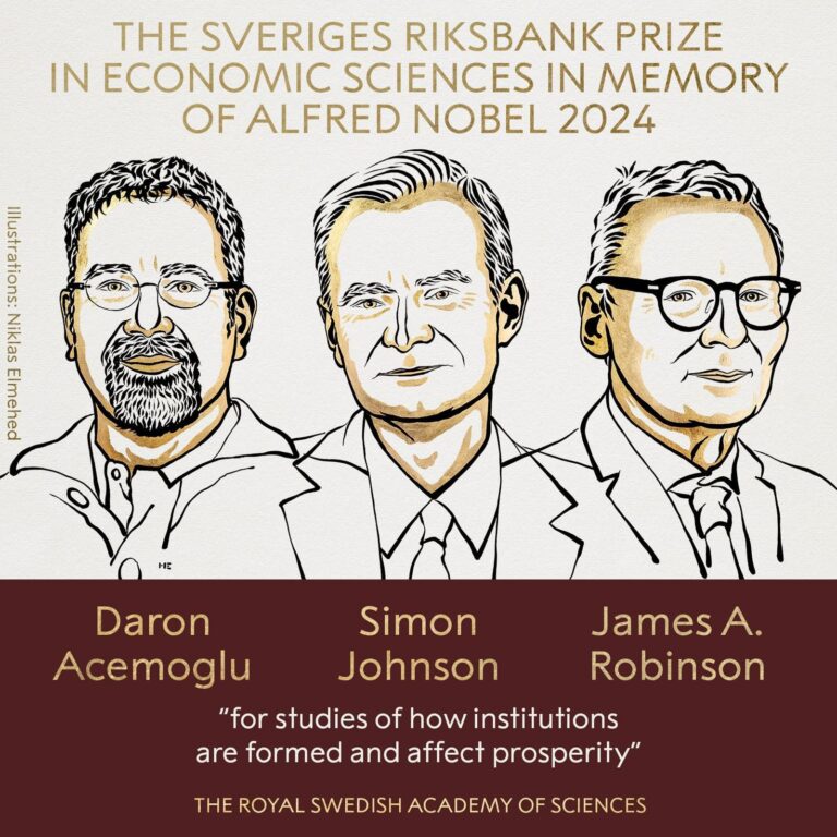Dan Nobel a economistas por revelar cómo instituciones empobrecen a países