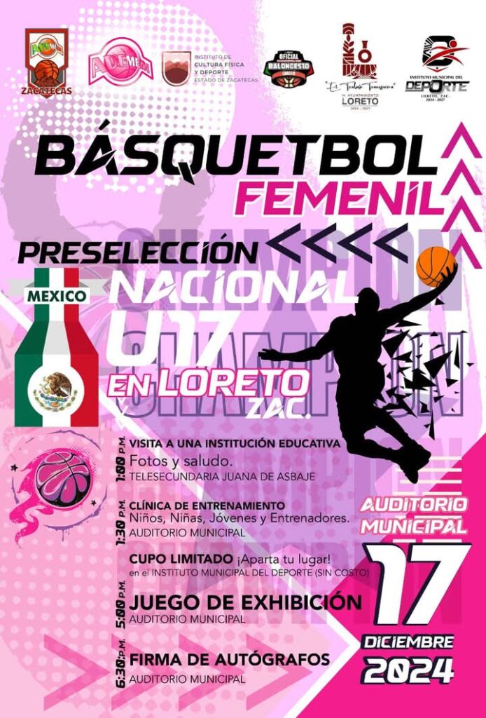 Preselección Nacional Femenil U17 de Baloncesto visitará Loreto
