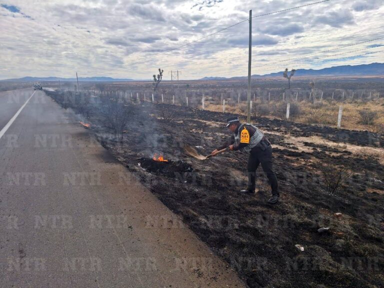 Apagan elementos de la GN incendio en Fresnillo
