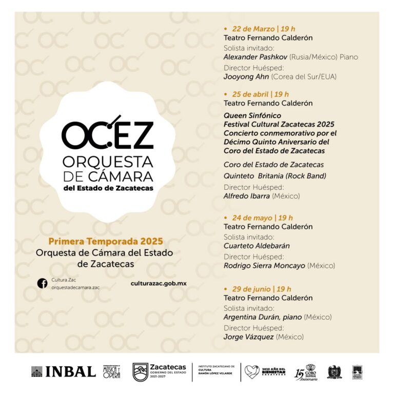 Anuncia OCEZ conciertos con invitados especiales
