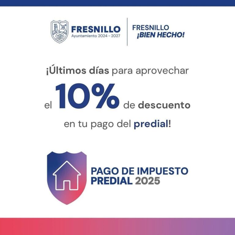 Invitan a fresnillenses a aprovechar descuento en pago del predial