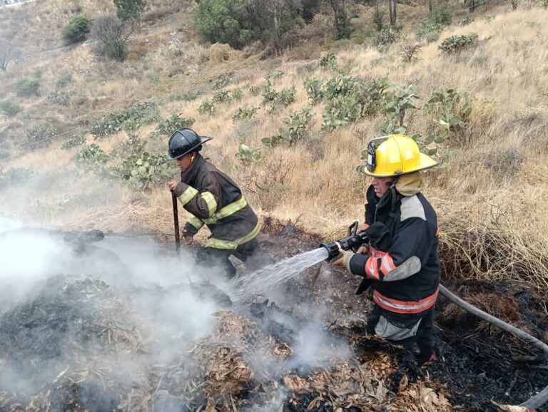 Sofocan bomberos incendio de hierba en escuela; no hay heridos