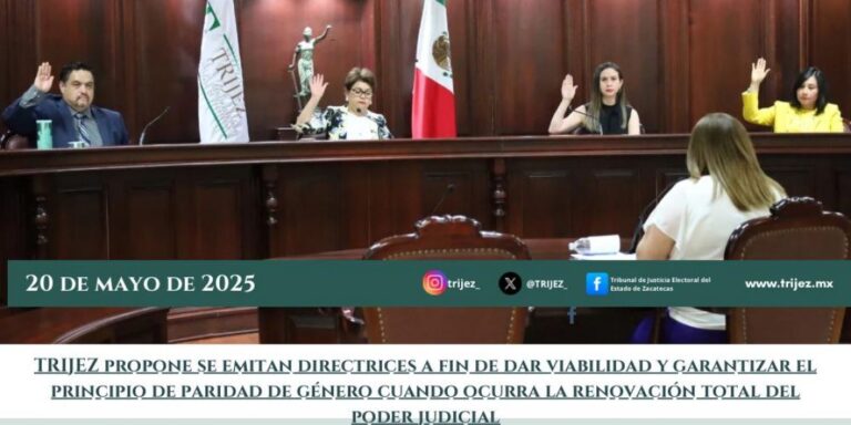 Tribunal pide paridad en elección judicial de 2027