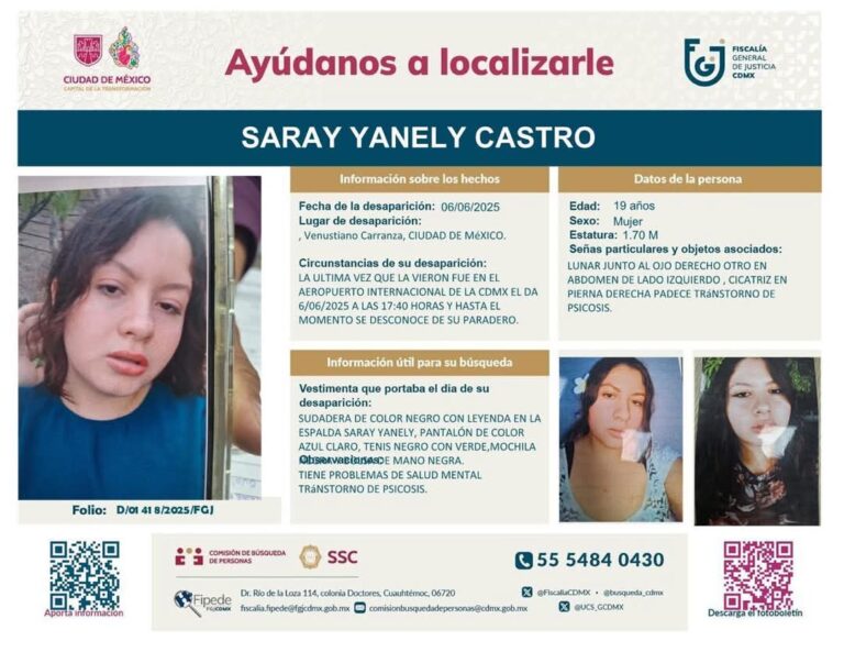 Desaparece en CDMX joven de Mezquital del Oro