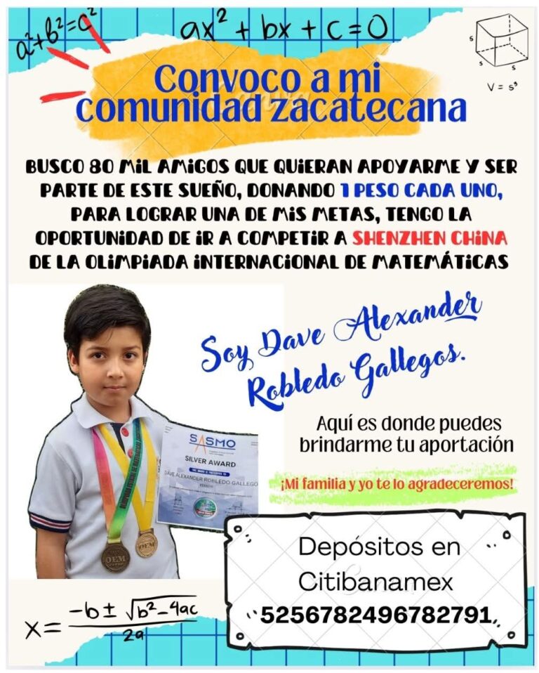 Matematleta botea para competir en China