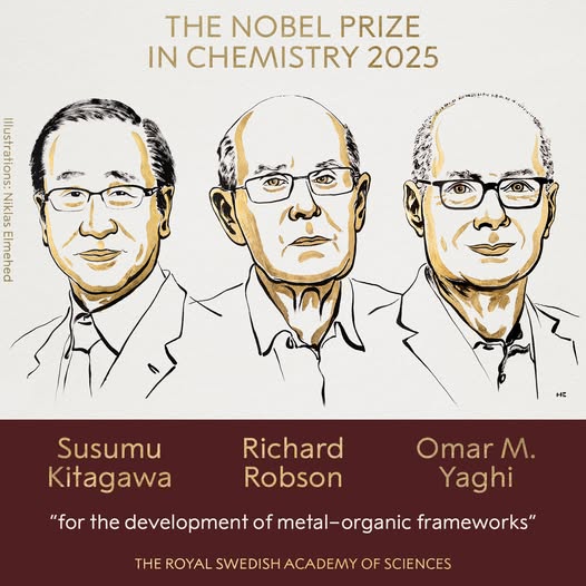 Premio Nobel de Química para desarrolladores de marcos metálicos orgánicos