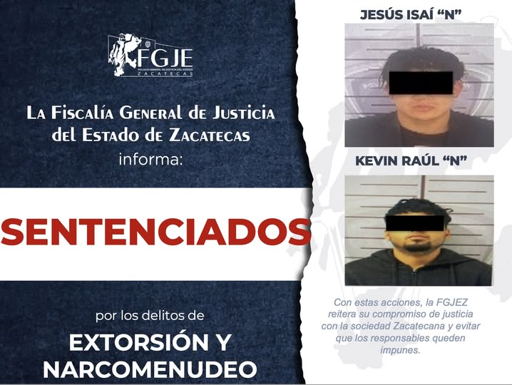 Sentencian a dos por extorsión en Fresnillo