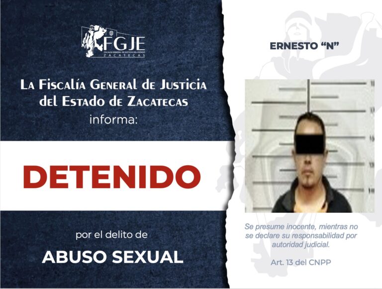 Detiene FGJE a Ernesto por abuso sexual