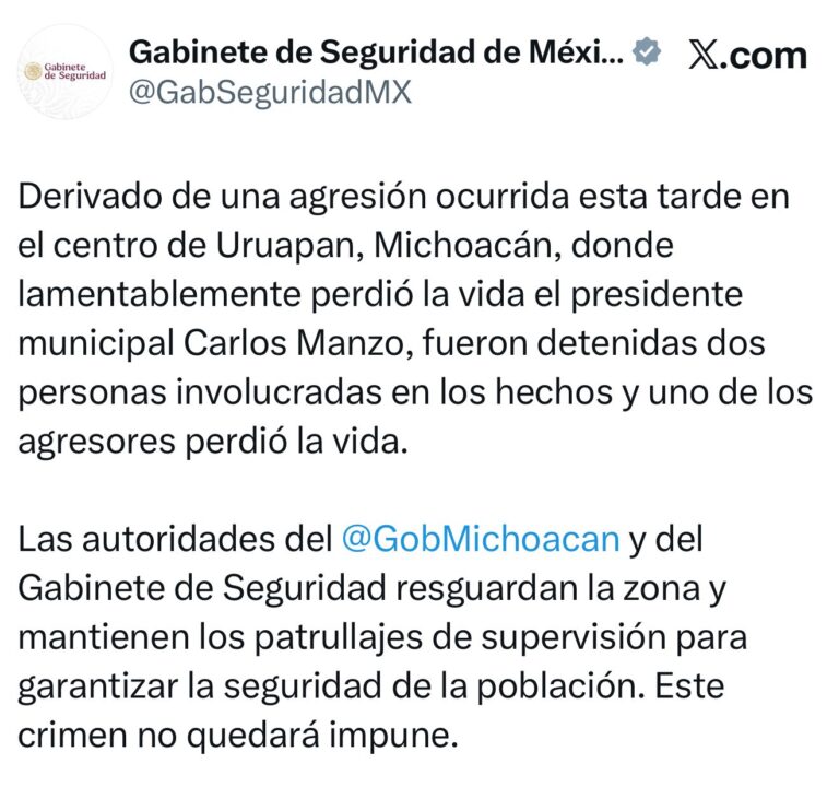 Asesinan a alcalde de Uruapan