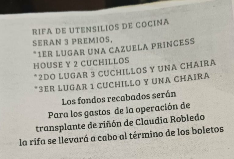 Realizan rifa con causa para Claudia