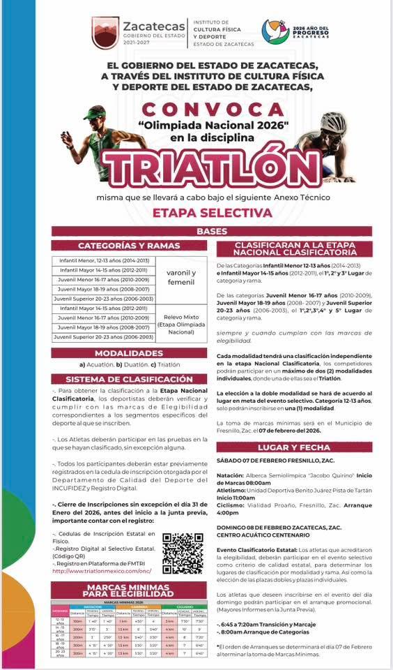 Abren convocatoria para Selectiva Estatal de Triatlón