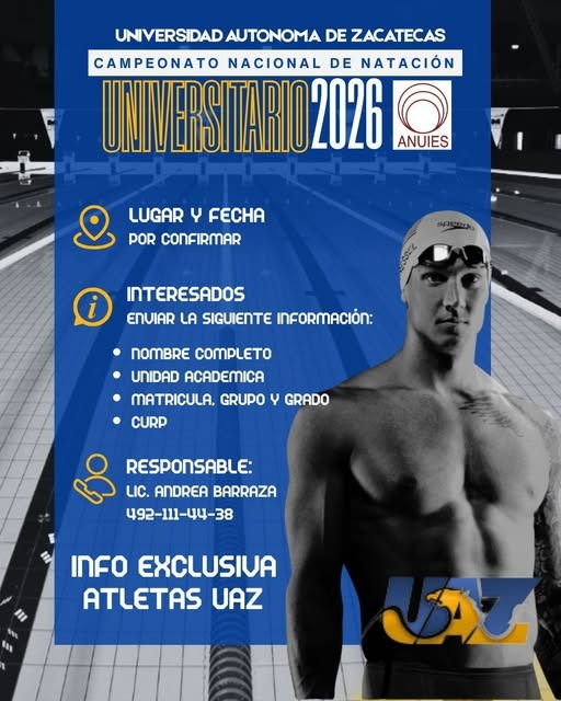 UAZ abre convocatoria para selección de Natación