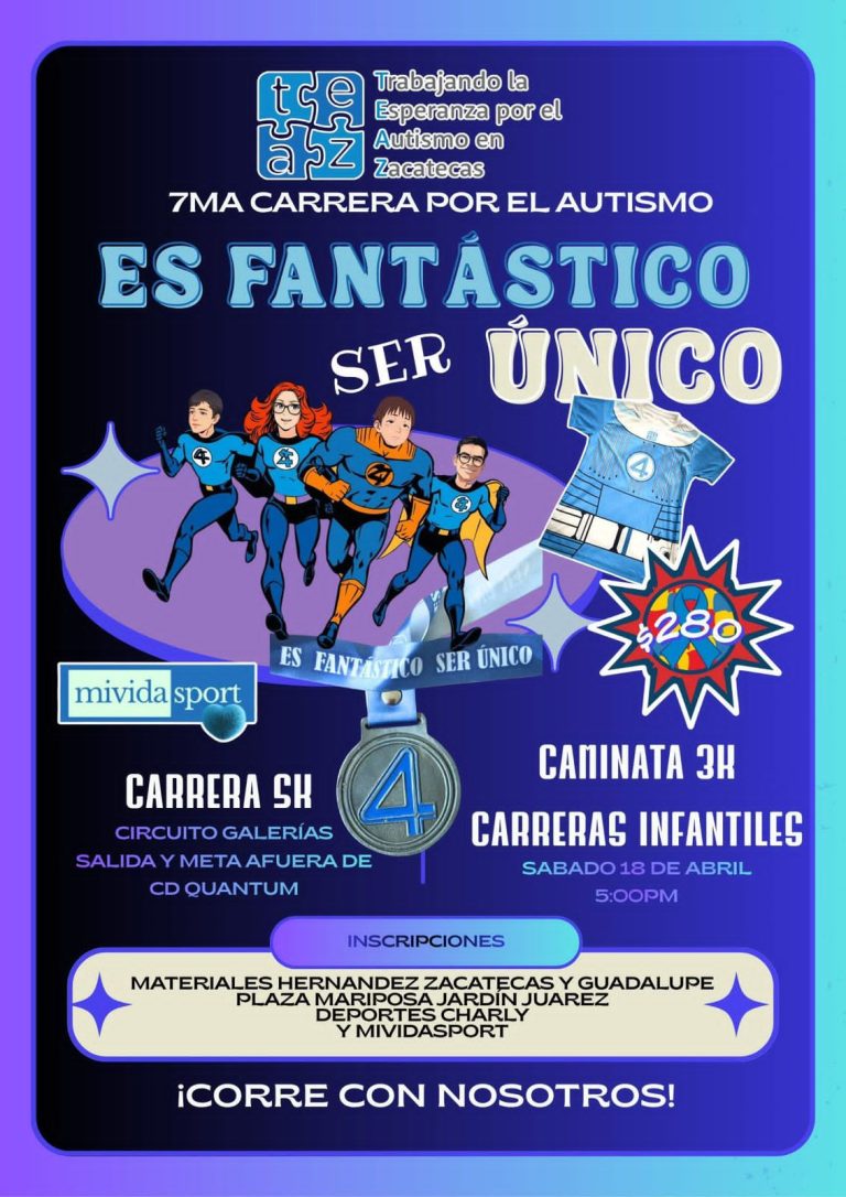 Convocan a la 7.ª Carrera por el Autismo en Zacatecas