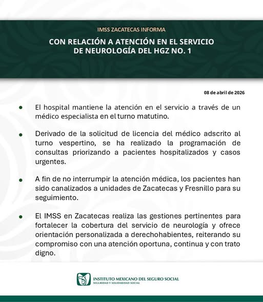 IMSS se defiende; sí hay servicio de neurología