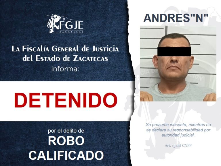 Detienen a Andrés «N» en Pinos; era buscado en Jalisco