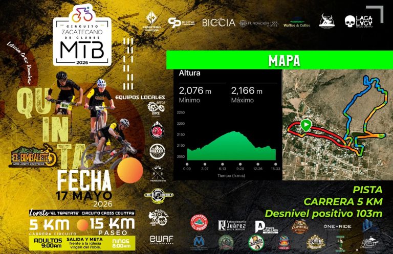 Loreto recibirá al Circuito Zacatecano de Clubes MTB 2026