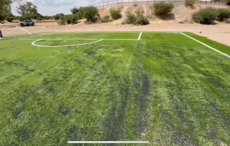 Vandalizan nueva cancha de fútbol rápido en Villanueva