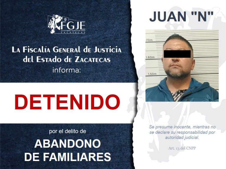Detienen a Juan «N» por abandono de familiares