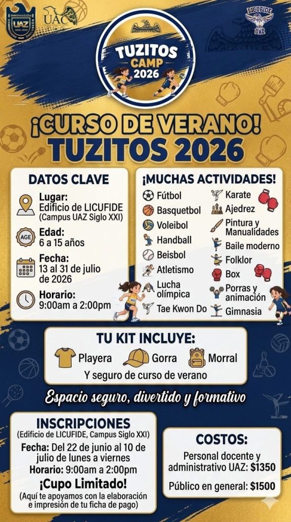 UAZ ofrece curso de verano con Tuzitos Camp