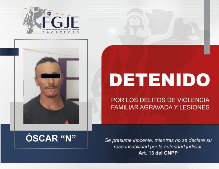 Detienen a Óscar «N» por violencia familiar