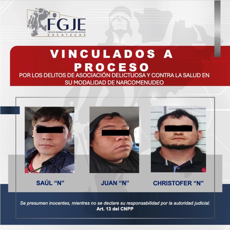 Vinculan a tres hombres por asociación delictuosa y narcomenudeo