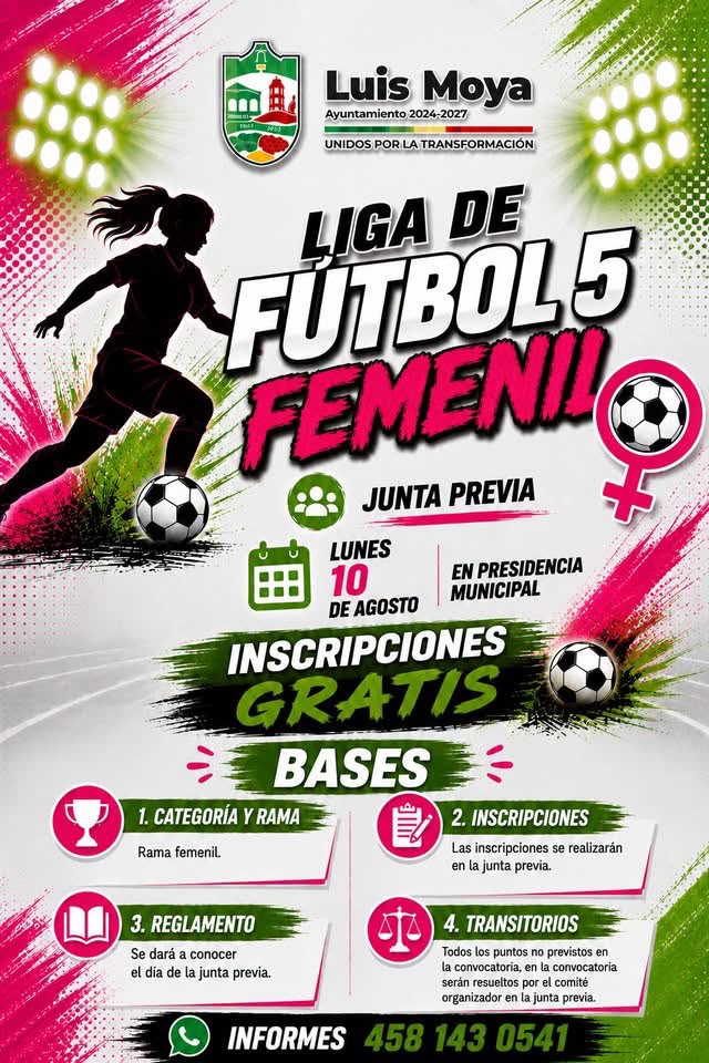 Luis Moya abre convocatoria para Liga de Futbol 5 Femenil