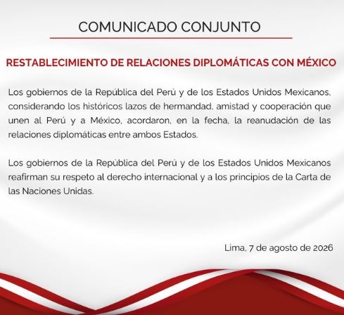 Reanudan México y Perú relaciones diplomáticas