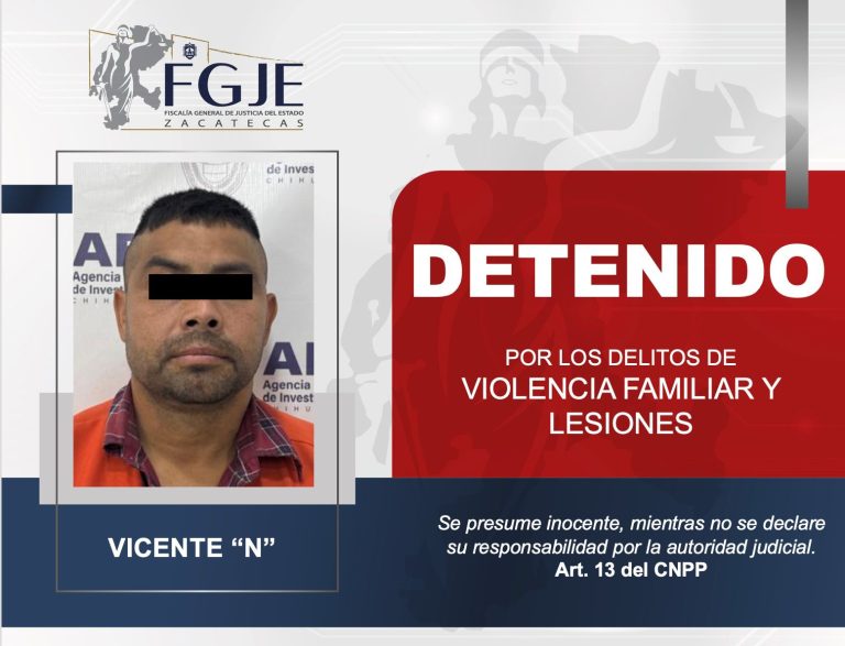 Detienen en Chihuahua a Vicente «N», era buscado en Zacatecas