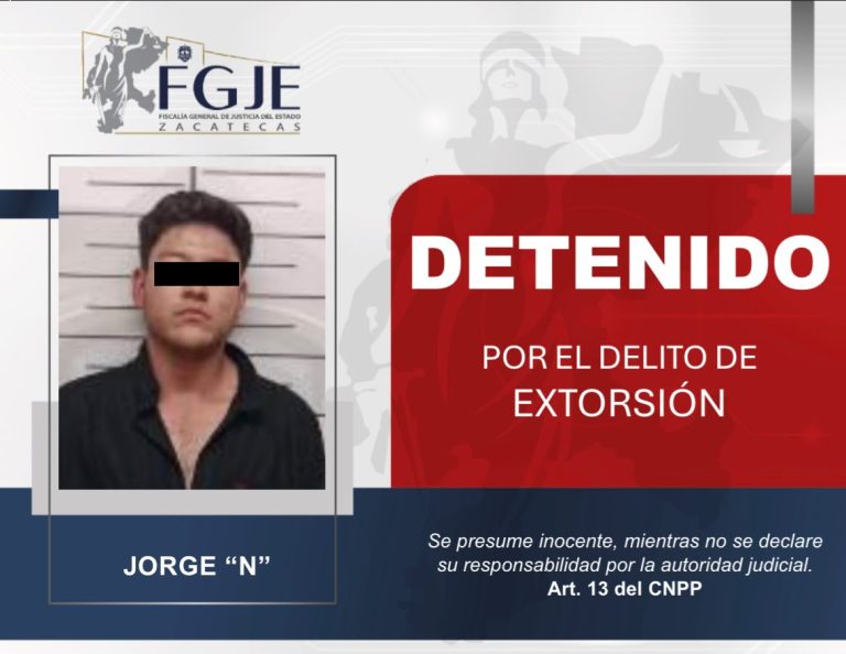 Detienen a Jorge «N» por extorsión