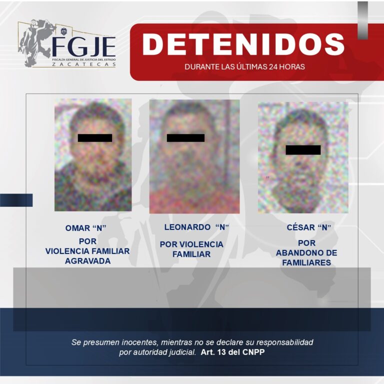 Fiscalía ejecuta tres órdenes de aprehensión