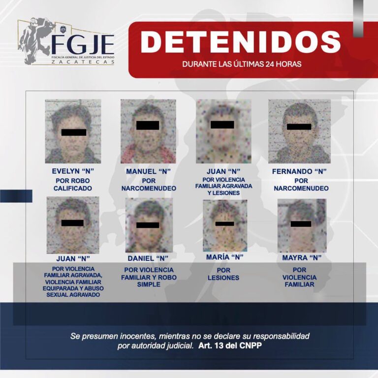 Ejecuta Fiscalía ocho órdenes de aprehensión